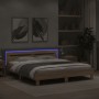 Sonoma oak bed frame with headboard and LED lights 160x200 cm by , Beds and slatted bases - Ref: Foro24-3207534, Price: 171,8...