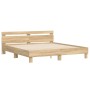 Sonoma oak bed frame with headboard and LED lights 160x200 cm by , Beds and slatted bases - Ref: Foro24-3207534, Price: 171,8...