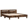 Smoked oak bed frame with headboard and LED lights 160x200cm by , Beds and slatted bases - Ref: Foro24-3207536, Price: 170,54...