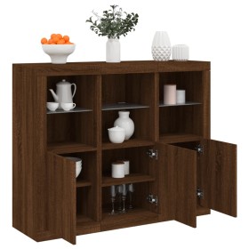 Sideboard with LED light 3 pieces engineered wood oak brown by , Sideboards - Ref: Foro24-3209106, Price: 205,94 €, Discount: %