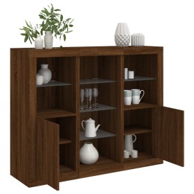 Sideboard with LED light 3 pieces engineered wood oak brown by , Sideboards - Ref: Foro24-3209127, Price: 195,32 €, Discount: %