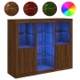 Sideboard with LED light 3 pieces engineered wood oak brown by , Sideboards - Ref: Foro24-3209127, Price: 194,45 €, Discount: %