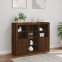 Sideboard with LED light 3 pieces engineered wood oak brown by , Sideboards - Ref: Foro24-3209127, Price: 194,45 €, Discount: %