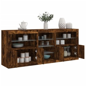 Sideboard with LED lights smoked oak 162x37x67 cm by , Sideboards - Ref: Foro24-3209034, Price: 211,99 €, Discount: %