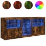 Aparador con luces LED roble ahumado 162x37x67 cm de , Aparadores - Ref: Foro24-3209034, Precio: 204,91 €, Descuento: %