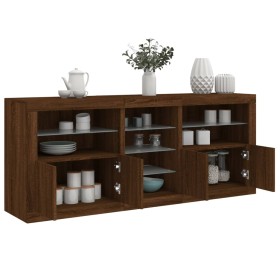 Sideboard with LED lights brown oak 162x37x67 cm by , Sideboards - Ref: Foro24-3209036, Price: 193,94 €, Discount: %