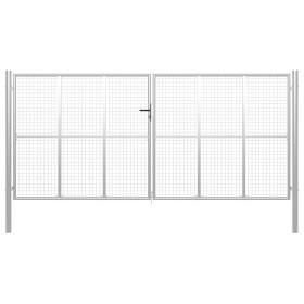 Silver galvanized steel garden gate 415x250 cm by vidaXL, garden gates - Ref: Foro24-144303, Price: 748,42 €, Discount: %