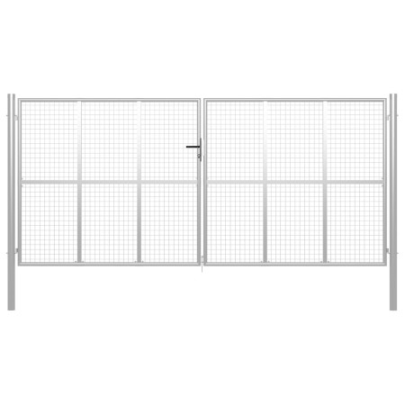 Silver galvanized steel garden gate 415x250 cm by vidaXL, garden gates - Ref: Foro24-144303, Price: 747,47 €, Discount: %