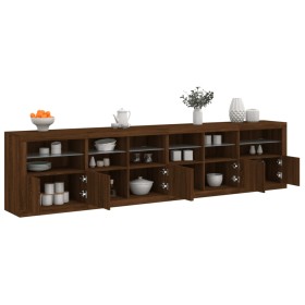 Sideboard with LED lights brown oak 283x37x67 cm by , Sideboards - Ref: Foro24-3209022, Price: 306,09 €, Discount: %