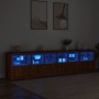 Sideboard with LED lights brown oak 283x37x67 cm by , Sideboards - Ref: Foro24-3209022, Price: 306,09 €, Discount: %