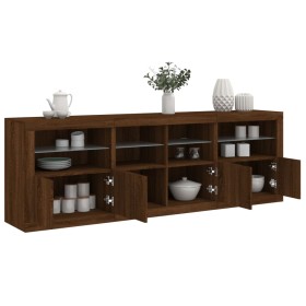 Sideboard with LED lights brown oak 202x37x67 cm by , Sideboards - Ref: Foro24-3209015, Price: 228,19 €, Discount: %