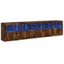 Sideboard with LED lights smoked oak 283x37x67 cm by , Sideboards - Ref: Foro24-3209020, Price: 292,99 €, Discount: %