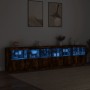 Sideboard with LED lights smoked oak 283x37x67 cm by , Sideboards - Ref: Foro24-3209020, Price: 292,99 €, Discount: %