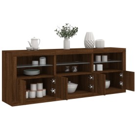 Sideboard mit LED-Leuchten, braune Eiche, 181,5 x 37 x 67 cm von , Sideboards - Ref: Foro24-3209008, Preis: 206,96 €, Rabatt: %