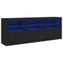 Sideboard with LED lights black 181.5x37x67 cm by , Sideboards - Ref: Foro24-3209003, Price: 194,69 €, Discount: %