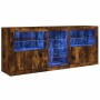 Sideboard with LED lights smoked oak 181.5x37x67 cm by , Sideboards - Ref: Foro24-3209041, Price: 198,99 €, Discount: %