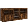 Sideboard with LED lights smoked oak 181.5x37x67 cm by , Sideboards - Ref: Foro24-3209041, Price: 198,99 €, Discount: %