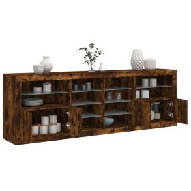 Sideboard with LED lights smoked oak 202x37x67 cm by , Sideboards - Ref: Foro24-3209048, Price: 204,99 €, Discount: %