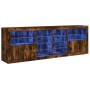 Aparador con luces LED roble ahumado 202x37x67 cm de , Aparadores - Ref: Foro24-3209048, Precio: 219,80 €, Descuento: %