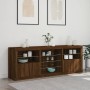 Sideboard with LED lights brown oak 181.5x37x67 cm by , Sideboards - Ref: Foro24-3209043, Price: 210,71 €, Discount: %