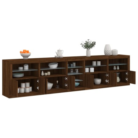 Sideboard mit LED-Leuchten, braune Eiche, 283 x 37 x 67 cm von , Sideboards - Ref: Foro24-3209029, Preis: 308,88 €, Rabatt: %