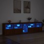 Sideboard with LED lights brown oak 283x37x67 cm by , Sideboards - Ref: Foro24-3209029, Price: 308,02 €, Discount: %