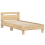 Sonoma oak engineered wood bed with headboard 90x200 cm by , Beds and slatted bases - Ref: Foro24-838535, Price: 83,24 €, Dis...