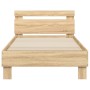 Cama con cabecero madera de ingeniería roble Sonoma 90x200 cm de , Camas y somieres - Ref: Foro24-838535, Precio: 83,38 €, De...