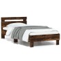 Smoked oak engineered wood bed with headboard 90x200 cm by , Beds and slatted bases - Ref: Foro24-838537, Price: 83,61 €, Dis...