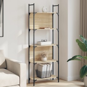 Bookcase with 5 shelves Sonoma oak wood 60.5x24x166.5 cm by , Bookcases and shelves - Ref: Foro24-838864, Price: 49,48 €, Dis...