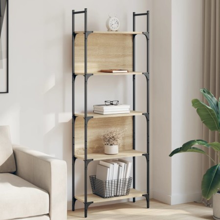 Bookcase with 5 shelves Sonoma oak wood 60.5x24x166.5 cm by , Bookcases and shelves - Ref: Foro24-838864, Price: 49,72 €, Dis...