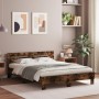 Bed frame headboard and LED lights smoked oak 150x200cm by , Beds and slatted bases - Ref: Foro24-3207543, Price: 151,01 €, D...