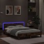 Bed frame headboard and LED lights smoked oak 150x200cm by , Beds and slatted bases - Ref: Foro24-3207543, Price: 151,01 €, D...