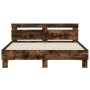 Bed frame headboard and LED lights smoked oak 150x200cm by , Beds and slatted bases - Ref: Foro24-3207543, Price: 151,01 €, D...