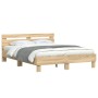 Estructura de cama cabecero y luces LED roble Sonoma 140x200 cm de , Camas y somieres - Ref: Foro24-3207548, Precio: 149,96 €...