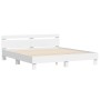 White engineered wood bed frame with headboard 160x200cm by , Beds and slatted bases - Ref: Foro24-3207406, Price: 126,99 €, ...