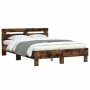 Smoked oak engineered wood bed with headboard 120x200 cm by , Beds and slatted bases - Ref: Foro24-3207431, Price: 147,38 €, ...