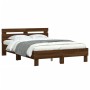 Oak brown engineered wood bed with headboard 120x200 cm by , Beds and slatted bases - Ref: Foro24-3207433, Price: 162,81 €, D...