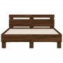 Oak brown engineered wood bed with headboard 120x200 cm by , Beds and slatted bases - Ref: Foro24-3207433, Price: 162,81 €, D...