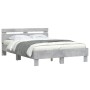 Cama con cabecero madera de ingeniería gris hormigón 135x190 cm de , Camas y somieres - Ref: Foro24-3207444, Precio: 139,77 €...