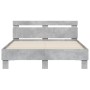 Cama con cabecero madera de ingeniería gris hormigón 135x190 cm de , Camas y somieres - Ref: Foro24-3207444, Precio: 139,77 €...