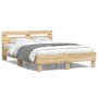 Sonoma oak engineered wood bed with headboard 120x190 cm by , Beds and slatted bases - Ref: Foro24-3207450, Price: 150,90 €, ...