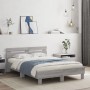 Sonoma gray engineered wood bed with headboard 135x190 cm by , Beds and slatted bases - Ref: Foro24-3207446, Price: 144,07 €,...