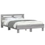 Sonoma gray engineered wood bed with headboard 135x190 cm by , Beds and slatted bases - Ref: Foro24-3207446, Price: 144,07 €,...