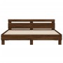 Oak brown engineered wood bed with headboard 160x200 cm by , Beds and slatted bases - Ref: Foro24-3207412, Price: 167,52 €, D...