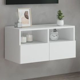 White engineered wood wall TV cabinet 60x30x30 cm by , TV Furniture - Ref: Foro24-836854, Price: 38,80 €, Discount: %