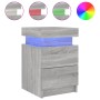 Bedside table with LED lights Sonoma gray 35x39x55 cm by , Nightstands - Ref: Foro24-836759, Price: 67,51 €, Discount: %