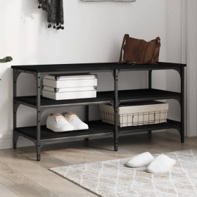 Black engineered wood shoe bench 100x38.5x49 cm by , Benches for halls and storage - Ref: Foro24-839043, Price: 60,45 €, Disc...