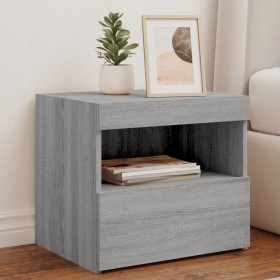 Bedside table with LED lights Sonoma gray 50x40x45 cm by , Nightstands - Ref: Foro24-836773, Price: 53,99 €, Discount: %