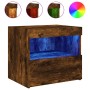 Nightstand with LED lights smoked oak 50x40x45 cm by , Nightstands - Ref: Foro24-836771, Price: 51,52 €, Discount: %